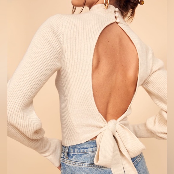 Reformation Osteria Open Back Sweater XS Gossamer - Picture 1 of 5